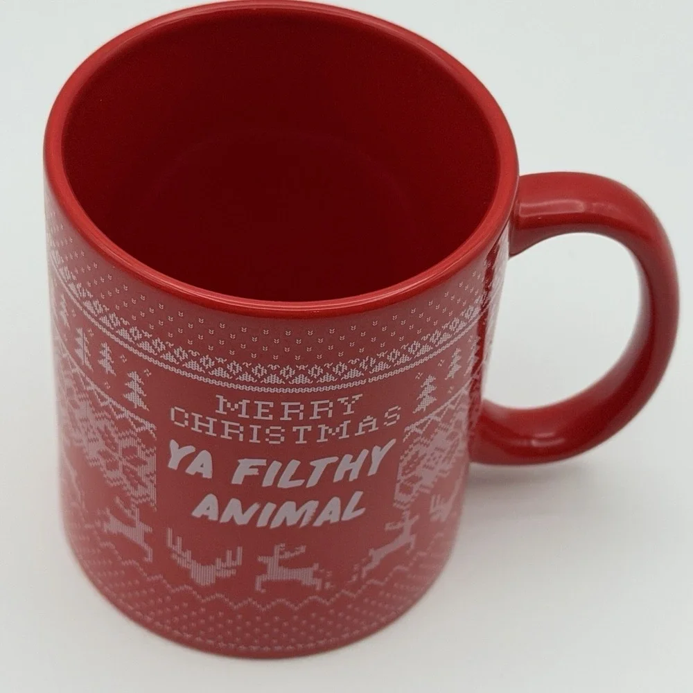 Typo Merry Christmas Ya Filthy‎ Animal Red Stoneware Mug Holiday Coffee Cup 12oz